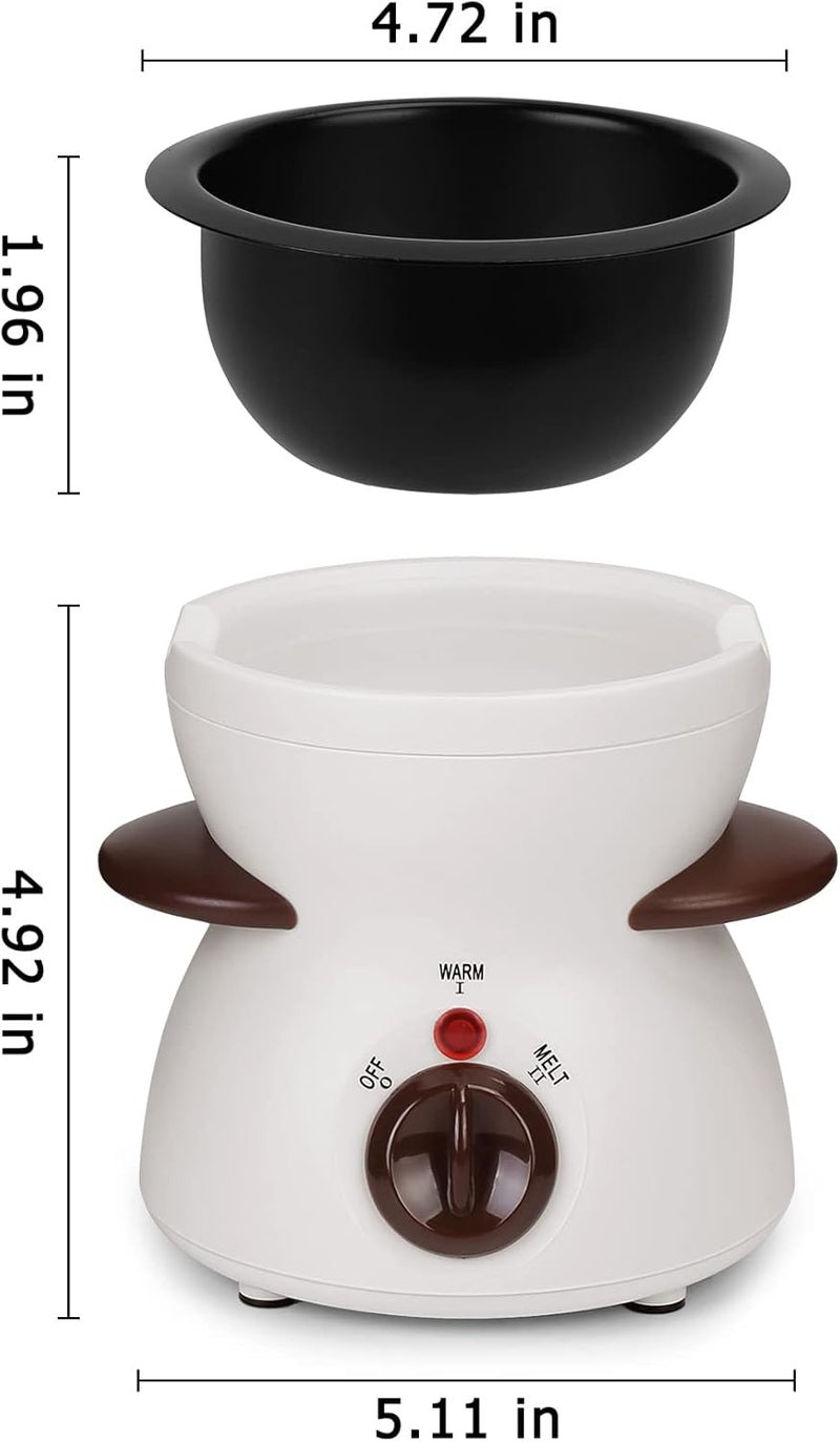 Micnaron Chocolate Fondue Pot, Mini Electric Chocolate Melting Pot, Chocolate Maker Chocolate Marshmallow Candy Melting Warming Fondue Set Dipping Pot with 10pcs Forks & Removable Pot for Party, White - Image 2